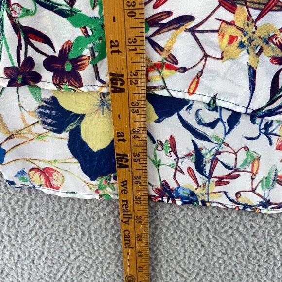 Fig And Flower Dress Womens Large Blue Multi Floral Shirt Tunic 1/4 Button Up - Picture 9 of 11